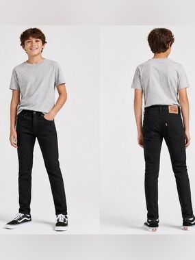 Levi’s Boys' 510 Skinny Fit Performance Jeans Black Denim Stretch Size 14R | NWT
